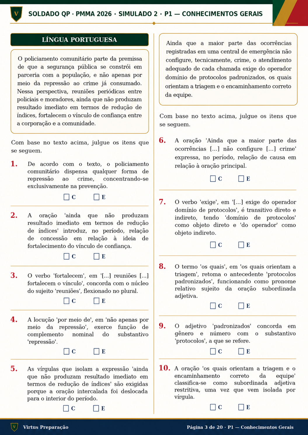Simulado 2 — questões de Língua Portuguesa