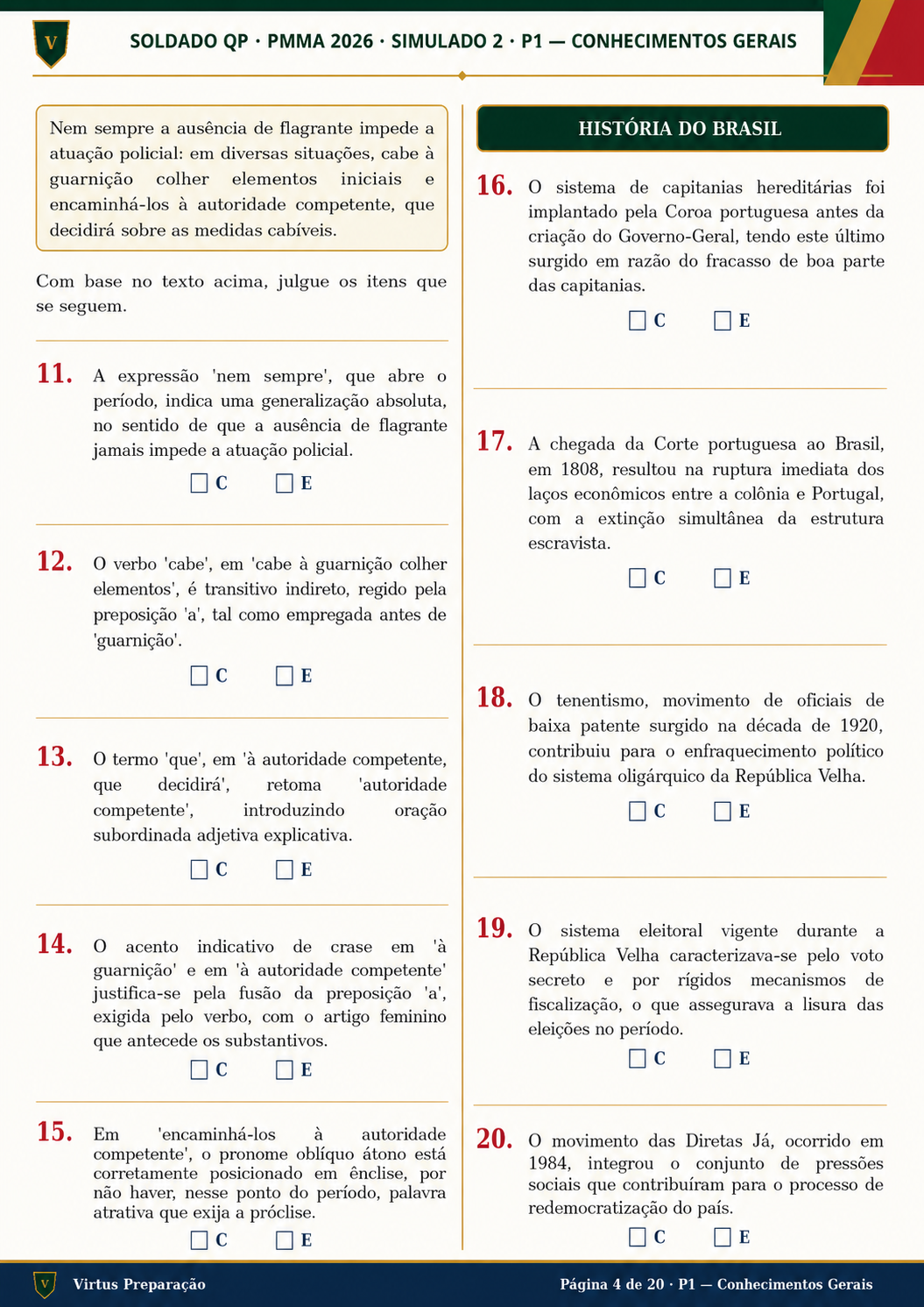 Simulado 2 — questões de História e Geografia